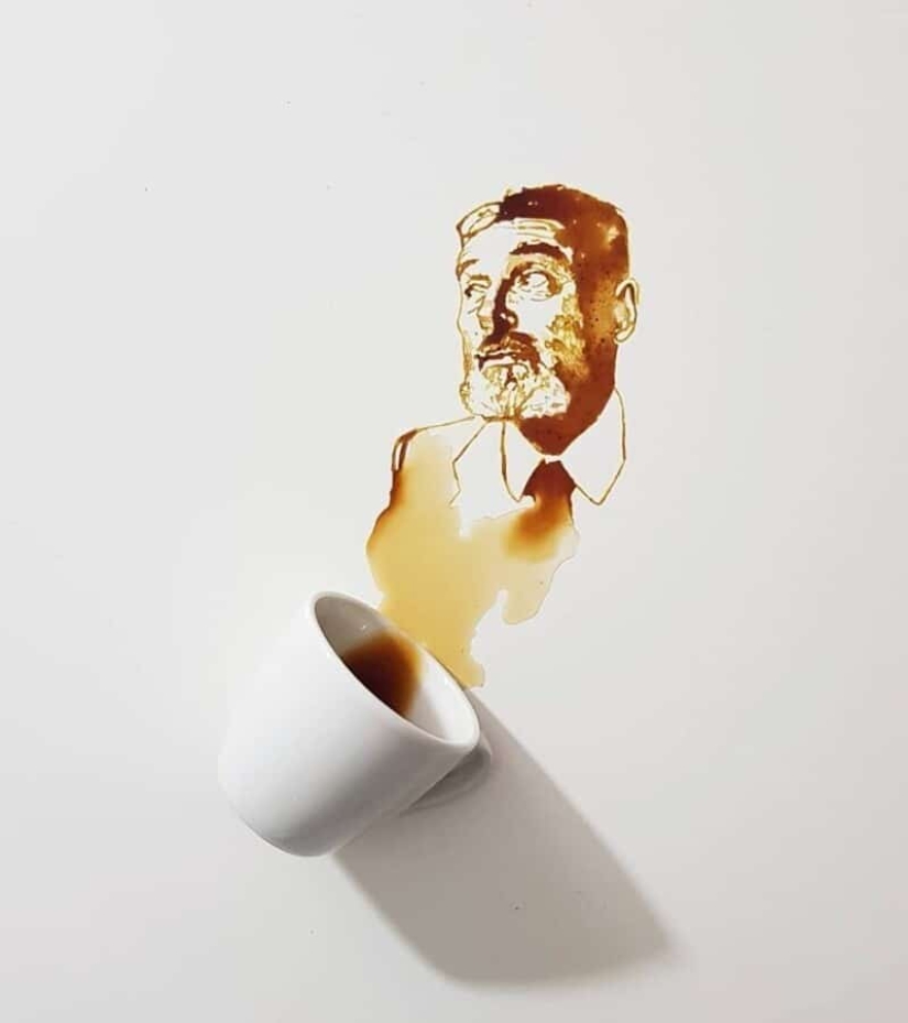 Italian artist Giulia Bernardelli turned spilled coffee into art