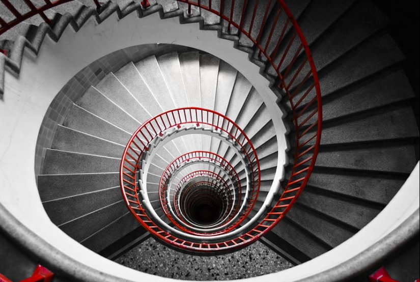 Kaleidoscope of spiral stairs