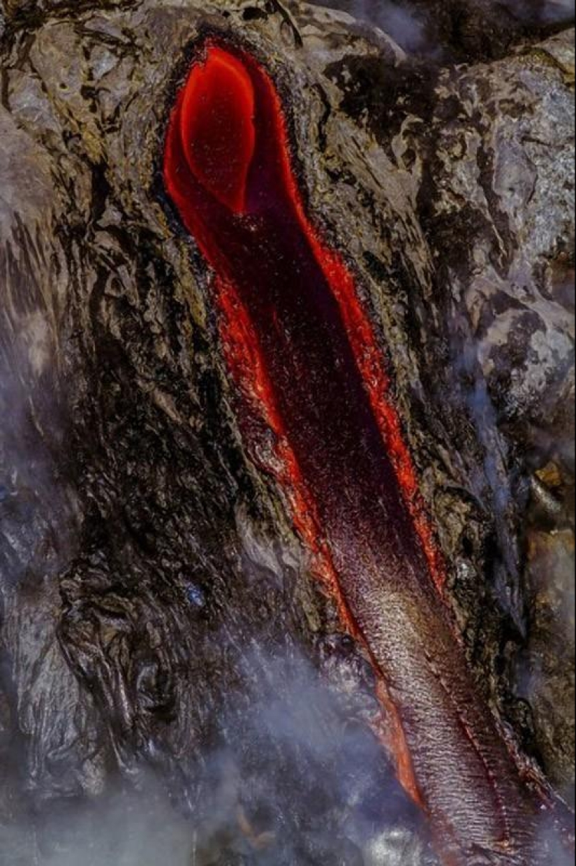 Kayaking next to lava