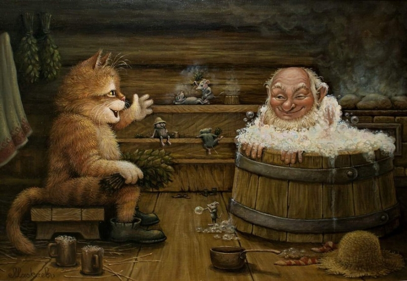 Kind cat tales by the artist Alexander Maskaev
