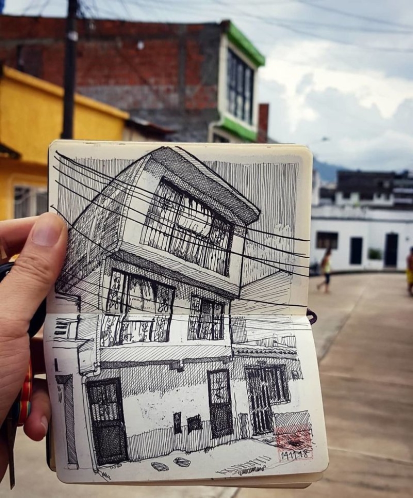 La realidad es transferida al papel: la increíble bocetos del arquitecto desde Colombia