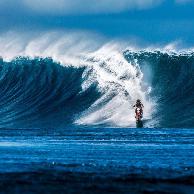 Leyenda del surf: Robbie Maddison monta una ola en una motocicleta
