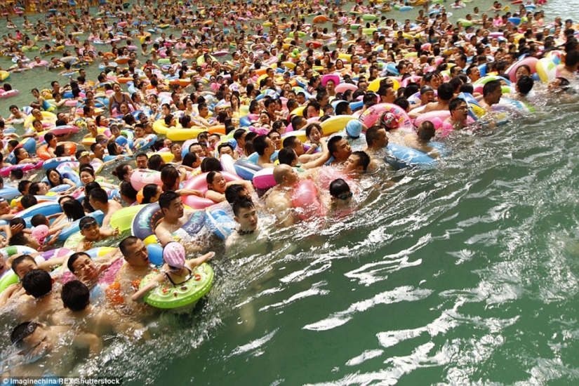 Like herring in a barrel: 10 thousand Chinese escape from the heat in the largest pool