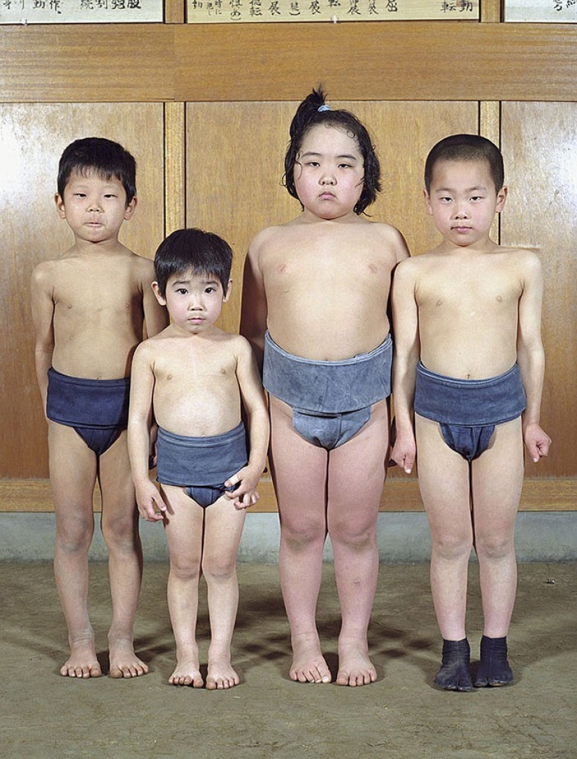 Luchadores de sumo en su juventud
