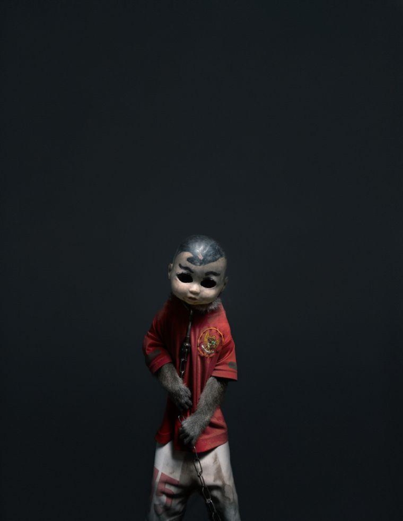 Macacos con máscaras: una vista espeluznante