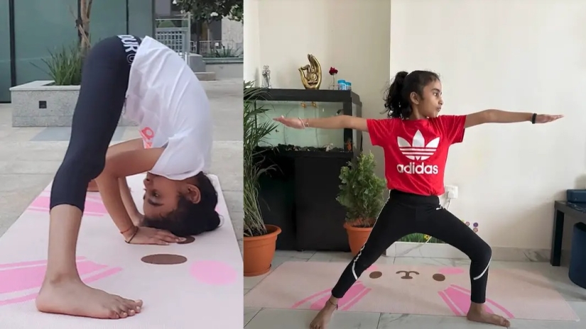 Mujer india de 7 años se convierte en la instructora de yoga más joven del mundo