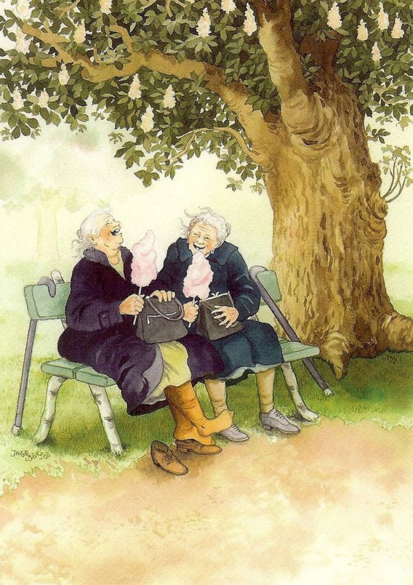 Naughty old ladies: a series of postcards with cheerful friends