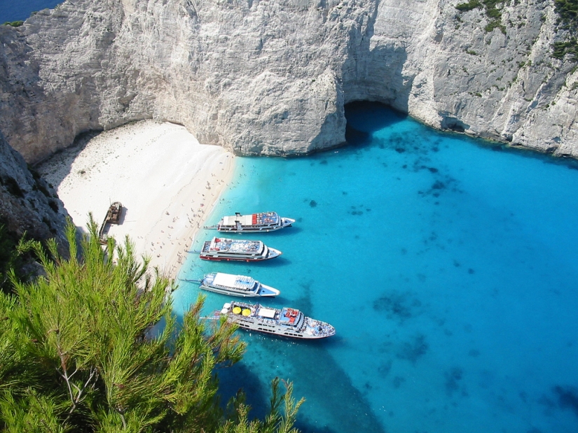 Navaio Bay is a protected beach on the Greek island of Zakynthos