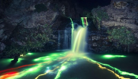 neon waterfalls