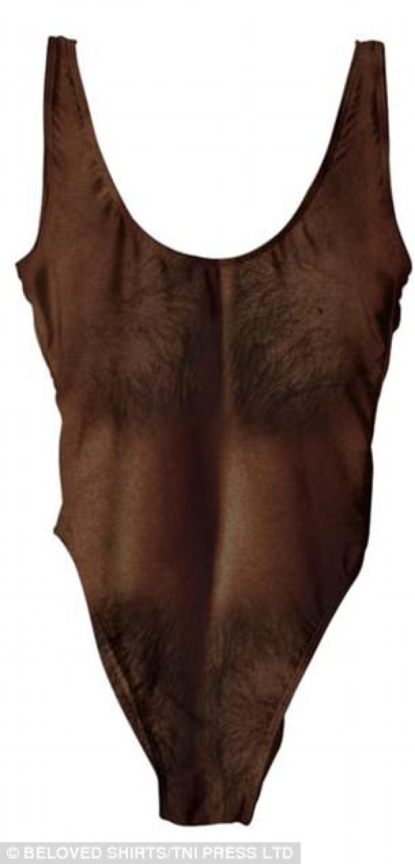 Nothing special, just a women's swimsuit with a print of a man's hairy chest
