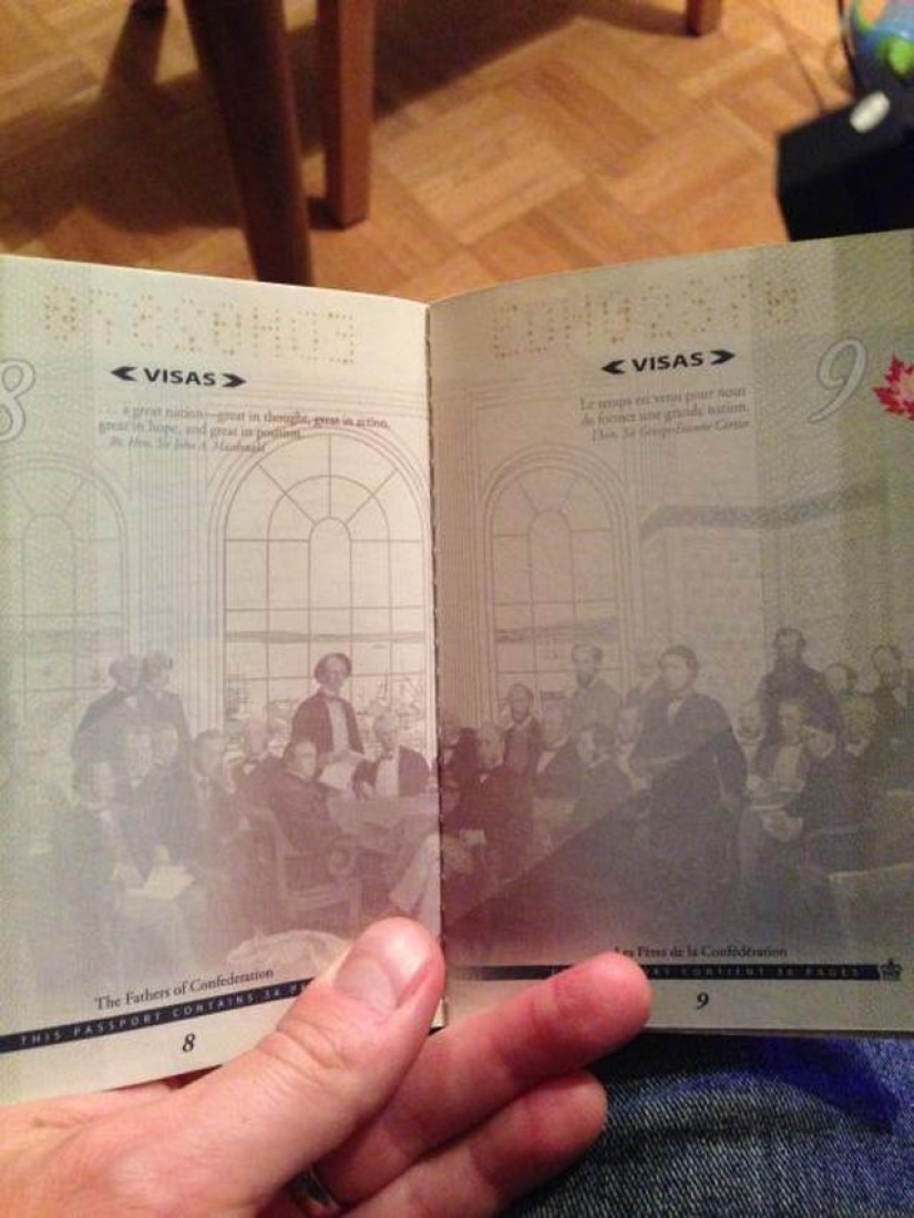 Nuevo pasaporte de un ciudadano de Canadá a la luz del ultravioleta