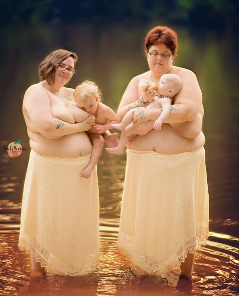 Nursing mothers bared their breasts for a photo shoot in the river to tell their stories
