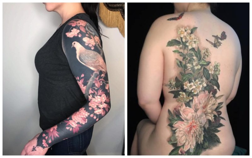 Obras maestras sobre el cuerpo: exquisita de flores tatuajes de Esther García