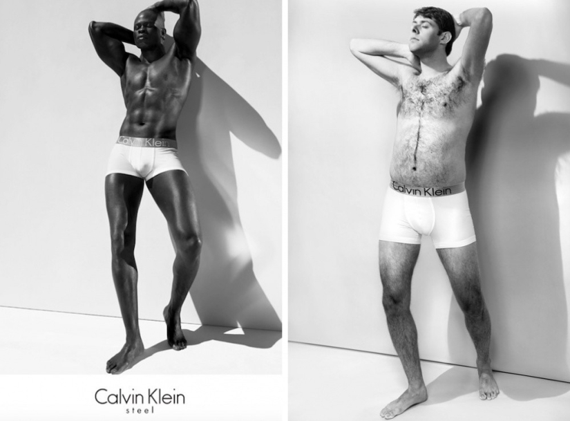 Ordinary men tried on Calvin Klein underwear