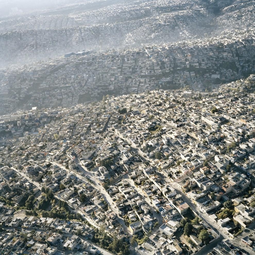 Overcrowded Mexico City aerial view