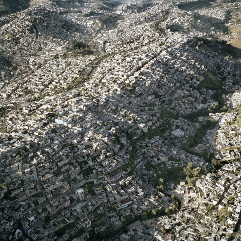 Overcrowded Mexico City aerial view
