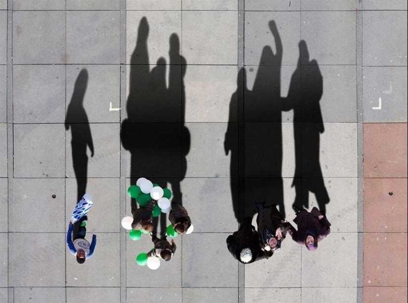 Photo of people from a height