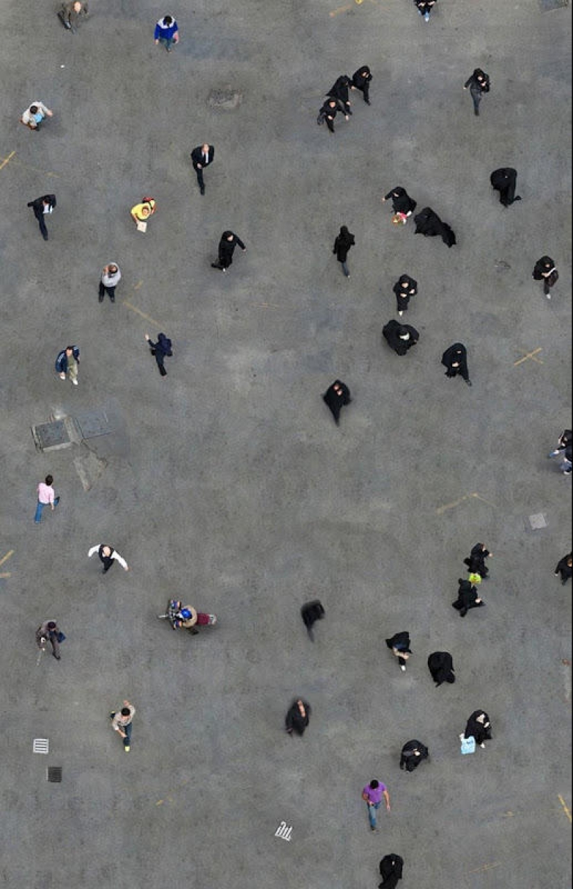 Photo of people from a height