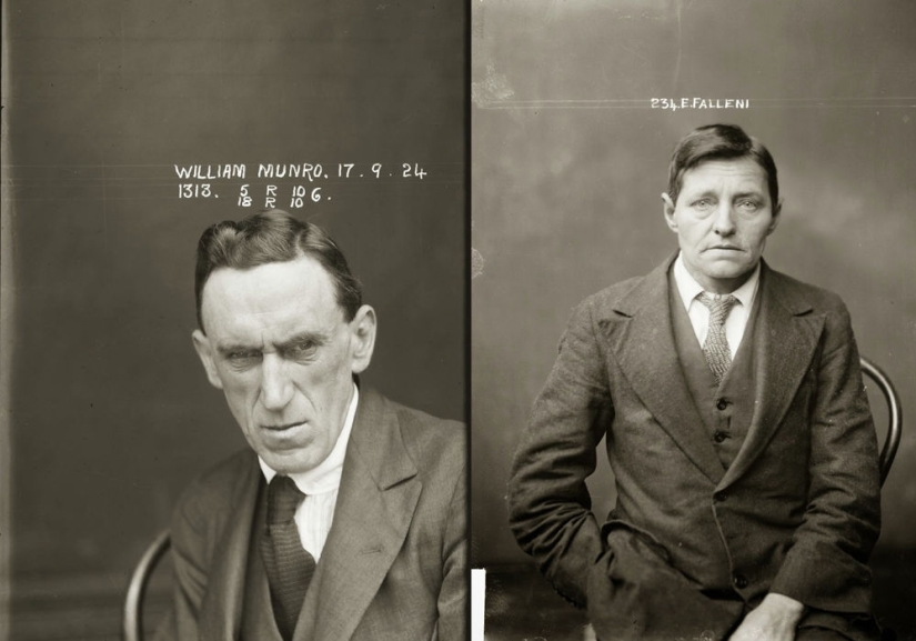 Portraits of criminals in the 1920s