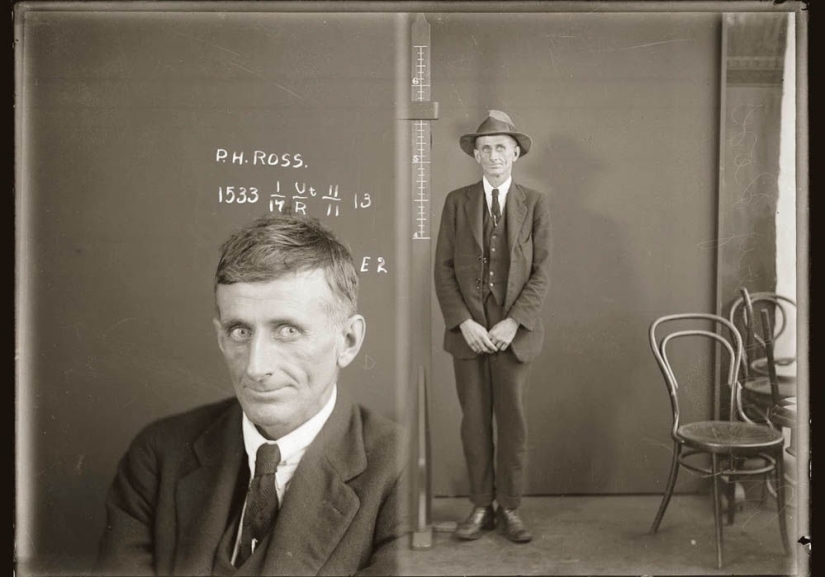Retratos de criminales en la década de 1920