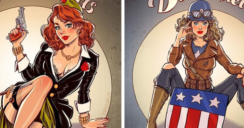 Russian pin-up girl from Andrew Tarusova: including heroes of the Marvel universe you've never seen