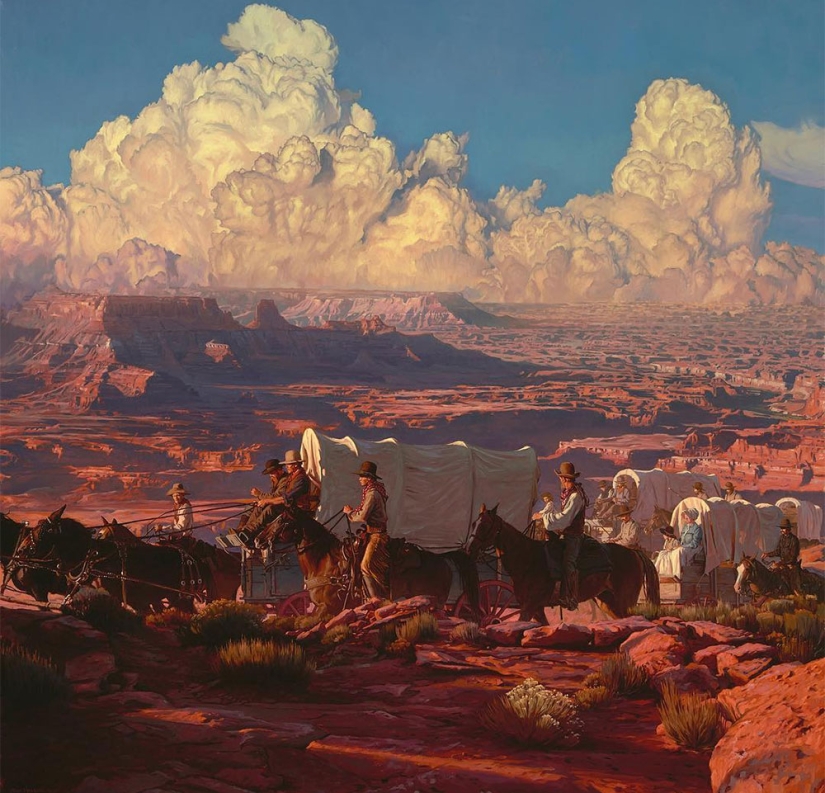 Scenes from the life of the Wild West in the beautiful paintings of Mark Marjorie