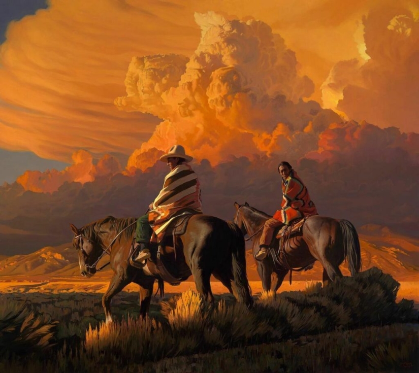 Scenes from the life of the Wild West in the beautiful paintings of Mark Marjorie