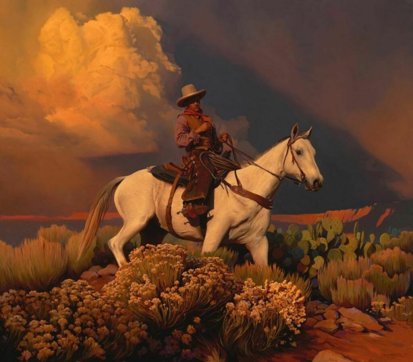 Scenes from the life of the Wild West in the beautiful paintings of Mark Marjorie