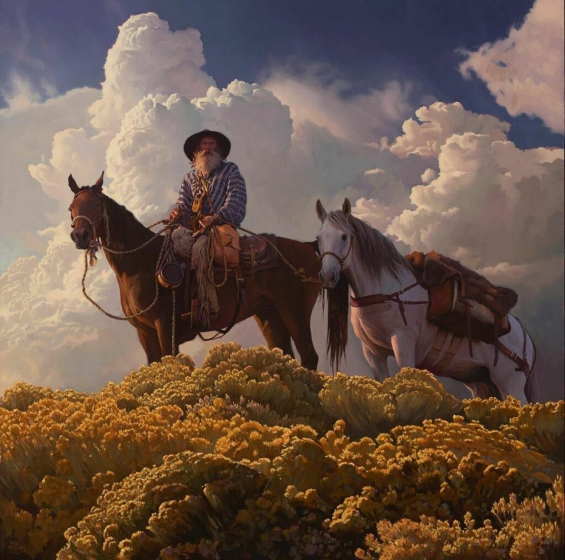 Scenes from the life of the Wild West in the beautiful paintings of Mark Marjorie