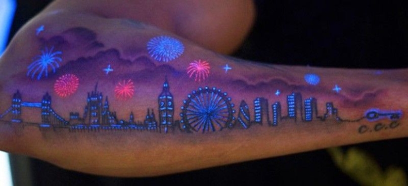 Secret tattoos: patterns and drawings visible only under UV light