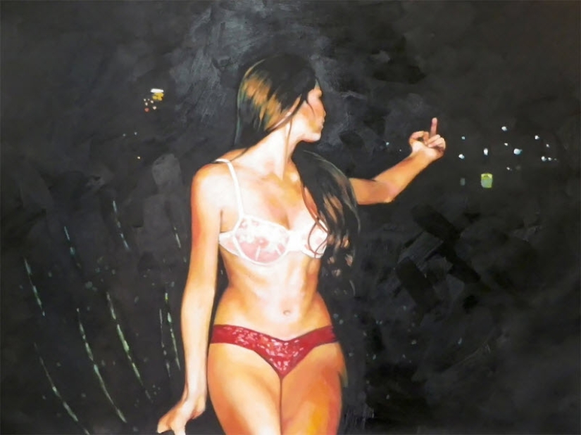 Sensual oil paintings by Thomas Saliot