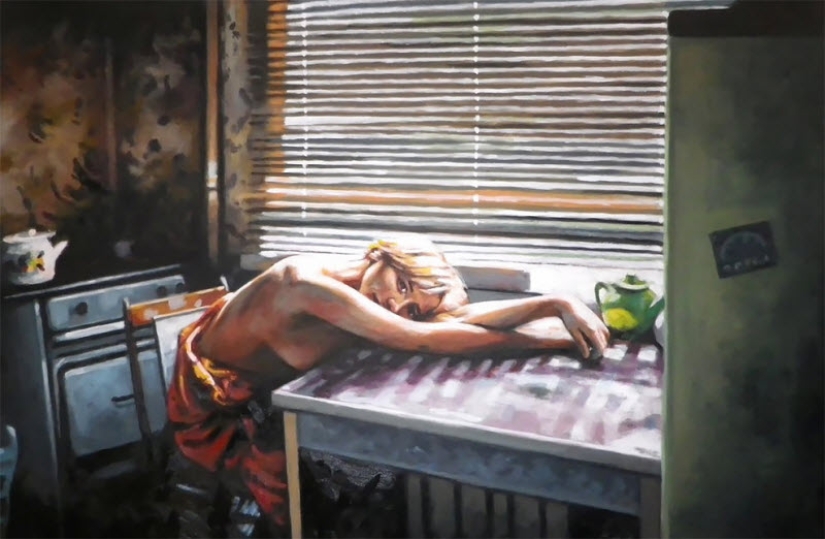 Sensual oil paintings by Thomas Saliot