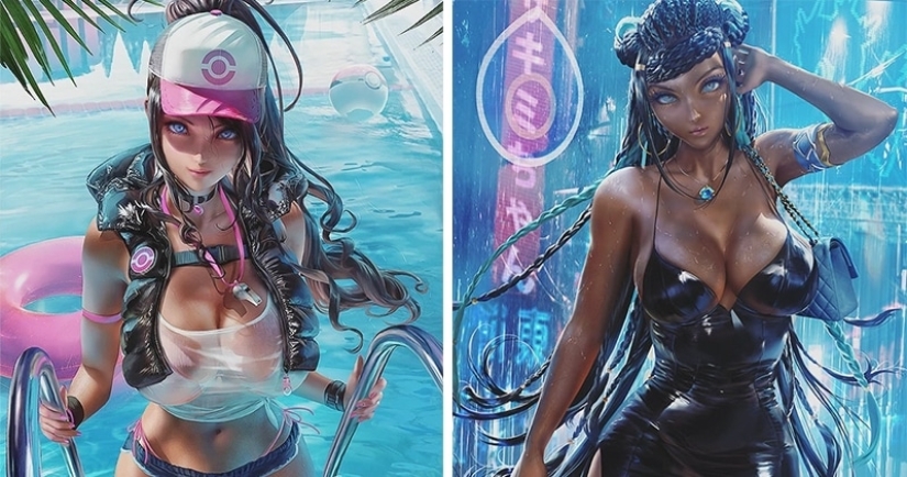 Sexy heroines of games and comics in the works of the artist Wang Yue