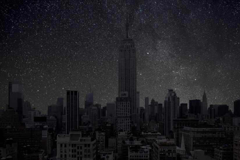 Starry sky over the world&#39;s largest cities