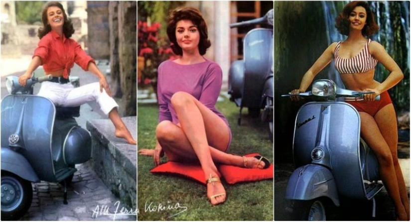 Start the engine! Famous beauties of the 60s with a Vespa scooter