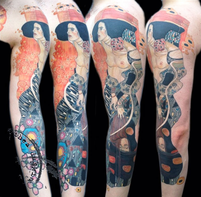 Tattoos for those who are delighted with the work of Gustav Klimt