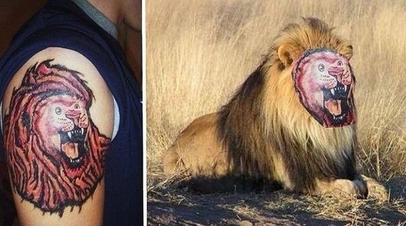 Tatuajes irreales de personas y animales reales.