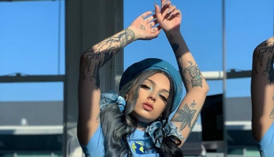 Taylor white tattoo model with an angelic character