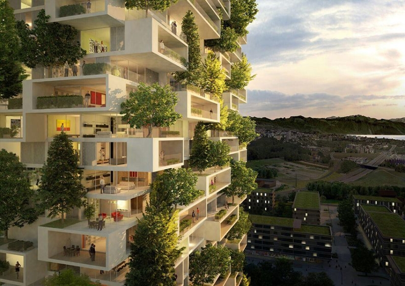 The 117-meter tower will be the first building in the world to be covered with evergreen trees.