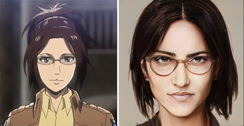 The artist and the neural network showed how anime characters would look in real life