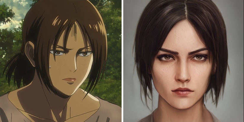 The artist and the neural network showed how anime characters would look in real life