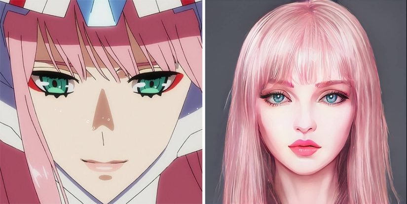 The artist and the neural network showed how anime characters would look in real life