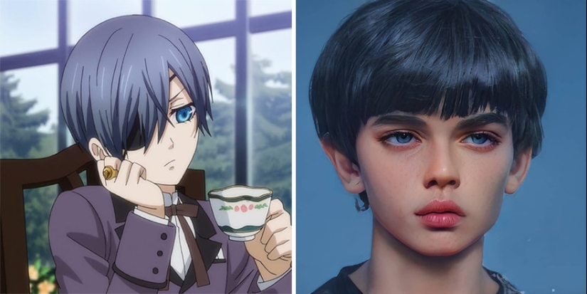 The artist and the neural network showed how anime characters would look in real life