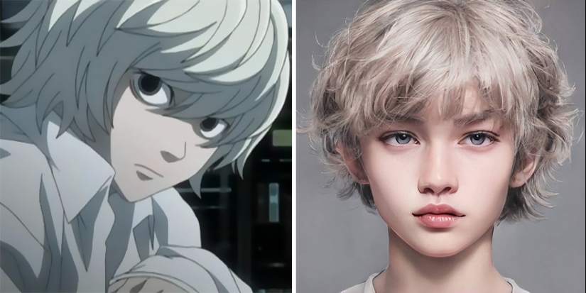 The artist and the neural network showed how anime characters would look in real life