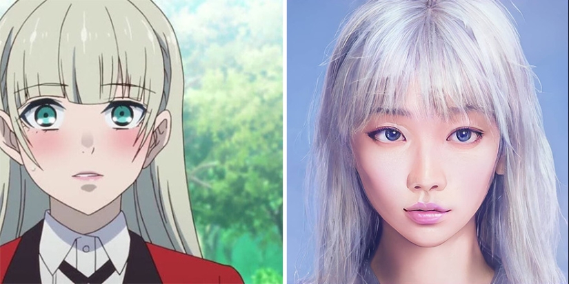 The artist and the neural network showed how anime characters would look in real life