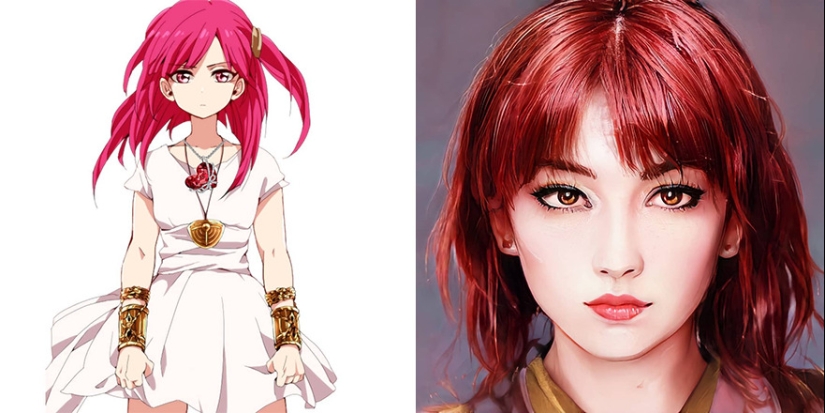 The artist and the neural network showed how anime characters would look in real life