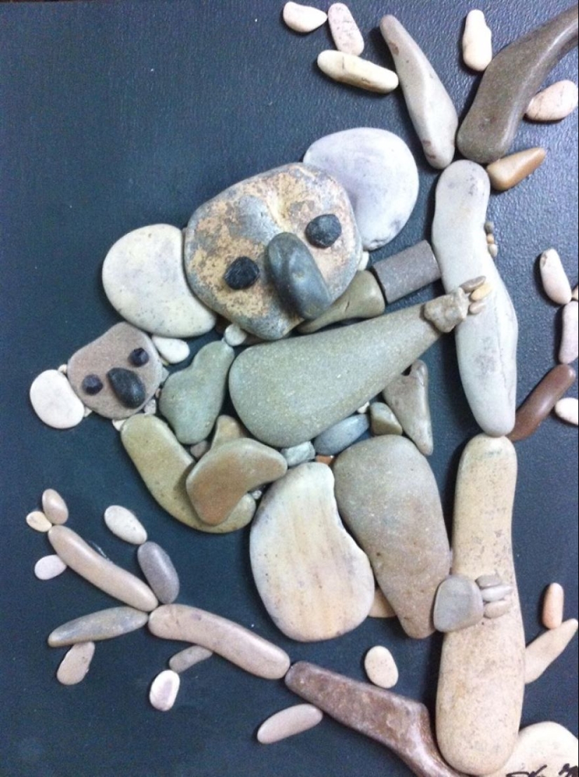 The artist makes amazingly realistic paintings from stones found on the beach