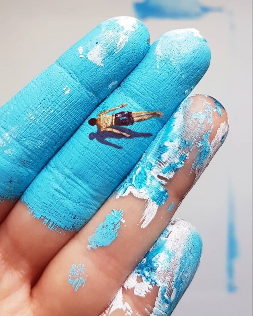 The artist uses her hands as a canvas to show hidden worlds