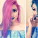 The Australian dyed her hair blue and pink at the same time and changes the color of her hair in a couple of seconds