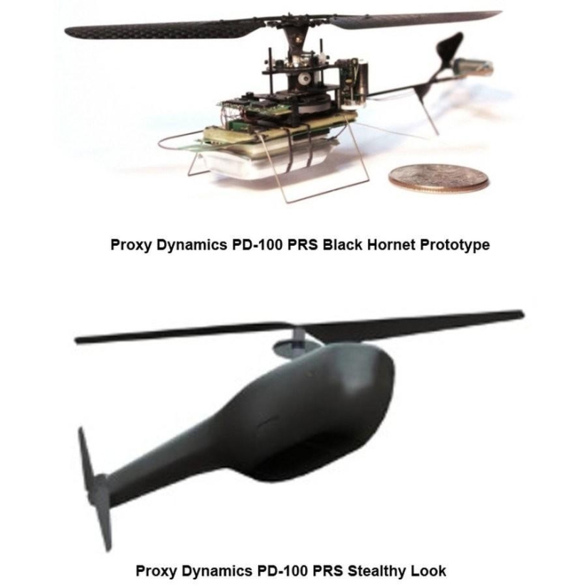 The Black Hornet is a military helicopter drone that fits in the hand
